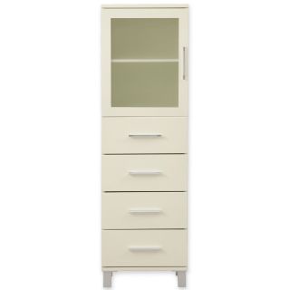 Frosted Pane 4 Drawer Linen Cabinet, White
