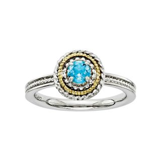 ONLINE ONLY   Two Tone Stackable Blue Topaz Ring, White/Pink, Womens
