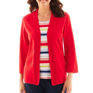 Alfred Dunner Secret Garden Striped Layered Sweater with Tank Top, Red, Womens