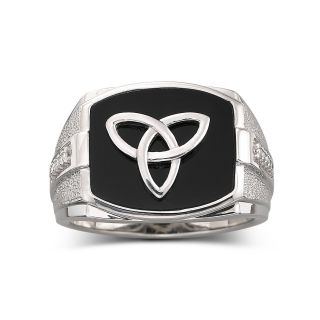 Mens Onyx & Diamond Accent Ring Sterling Silver