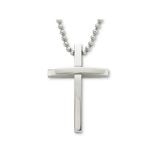 Mens Curved Cross Pendant, Ss Wh Cross Pendan