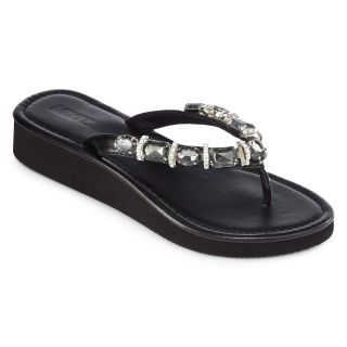 MIXIT Mixit Embellished Wedge Sandals, Black, Womens