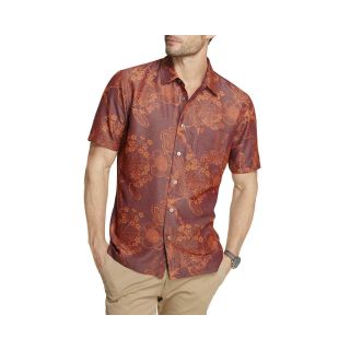 Van Heusen Short Sleeve Tropical Shirt, Red, Mens