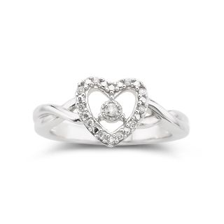 Diamond Accent Heart Ring, White, Womens