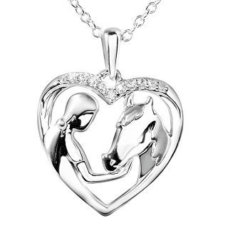 ONLINE ONLY   ASPCA Tender Voices Diamond Accent Woman & Horse Heart Pendant,