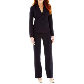 Black Label by Evan Picone Notch Collar Pant Suit, Navy, Womens