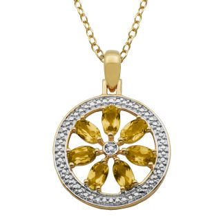 Bridge Jewelry Citrine & Diamond Accent Flower Medallion Pendant