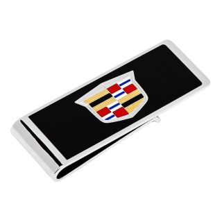 Cadillac Shield Logo Money Clip, Black/Silver, Mens