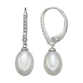 Freshwater Pearl & Diamond Accent Drop Earrings, Womens