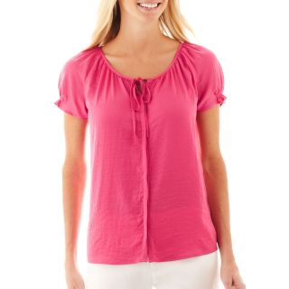 St. Johns Bay St. John s Bay Button Front Peasant Top, Pink