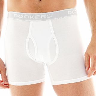 Dockers 2 pk. Stretch Cotton Boxer Briefs, White, Mens