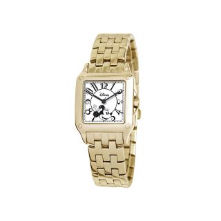 Disney Perfect Square Minnie Mouse Womens Gold Tone Watch