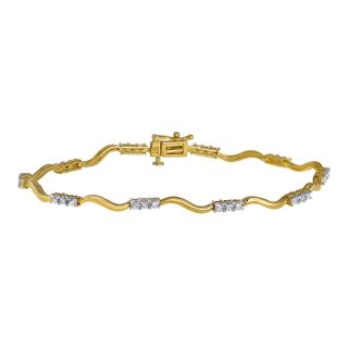 1/10 CT. T.W. Diamond Wave Bracelet, Yellow/Gold, Womens