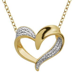 Bridge Jewelry 18K Gold Over Brass Diamond Accent Heart Pendant