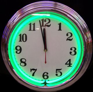 Standard Chrome Green Clock