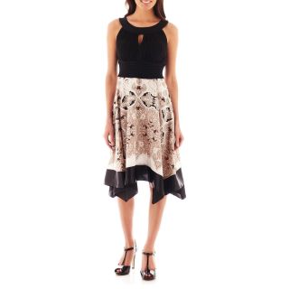 Melrose Sleeveless Scarf Print Dress   Petite, Black