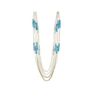 ROX by Alexa Aquamarine & Glass Station 5 Row Necklace, Womens