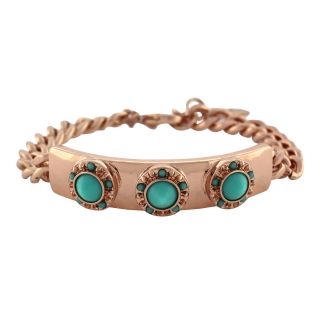 Rose Tone Aqua Chain Bracelet, Pink