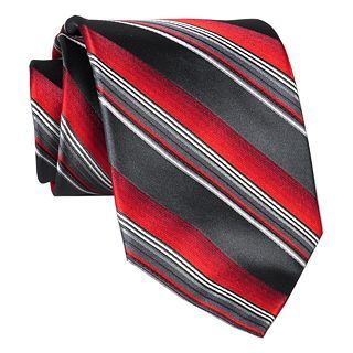 Stafford Cambridge Stripe Silk Tie, Red, Mens