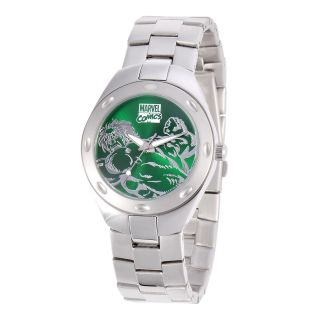 MARVEL Fortazela Mens The Hulk Silver Tone Stainless Steel Watch