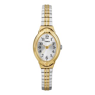 Timex Womens Two Tone Oval Expansion Watch, White
