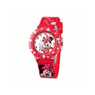 Disney Minnie Mouse Kids Time Teacher Red Hearts Strap Watch, Girls