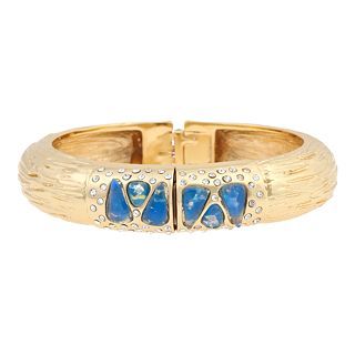 10021  Kara Ross Crystal & Blue Resin Bangle Bracelet, Womens