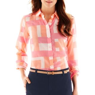 Long Sleeve Silk Blend Shirt, Pink