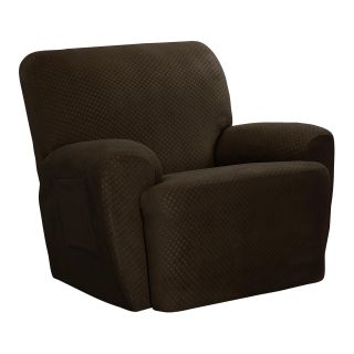 Stretch Dot 4 pc. Recliner Slipcover Set, Chocolate (Brown)