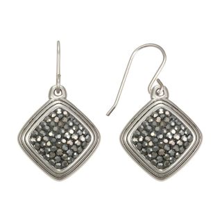 Grey Crystal Drop Earrings Sterling Silver, Womens