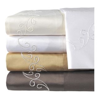 American Heritage 800tc Set of 2 Egyptian Cotton Embroidered Scroll Pillowcases,