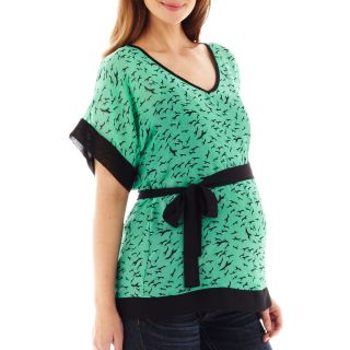 Maternity Dolman Sleeve Belted Top, Mint (Green)