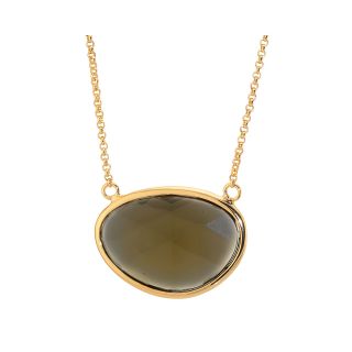 ATHRA 14K Gold Plated Smoky Resin Channel Set Pendant, Womens