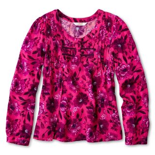 JOE FRESH Joe Fresh Floral Print Peplum Shirt   Girls 4 14, Mauve, Girls