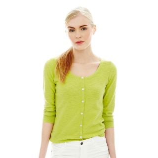 JOE FRESH Joe Fresh 3/4 Sleeve Cardigan, Green, Womens