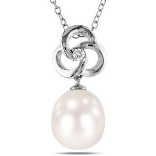 Pearl Pendant, Diamond Accent Cultured Freshwater, White, Womens
