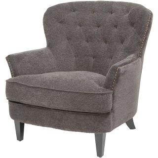 Tafton Fabric Tufted Wing Chair, Grey