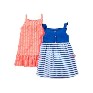 Carters Pineapple 2 pk. Dresses   Girls newborn 24m, Navy Peach, Navy Peach,