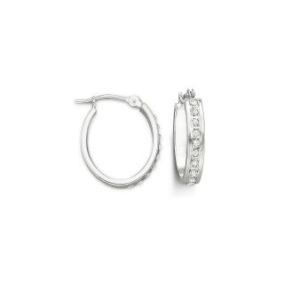 14K Gold Diamond Fascination Hoop Earrings, Womens