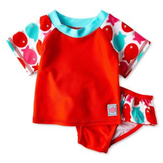 GIGGLE giggleBABY Fish 2 pc. Rashguard Swimsuit   Girls newborn 24m, Red, Red,