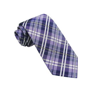 Stafford Multicolor Plaid Tie, Purple, Mens