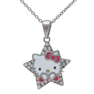 Girls Stainless Steel Crystal Hello Kitty Star Pendant, Girls