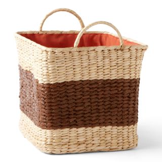 MICHAEL GRAVES Design Natural Colorblock Storage Basket, Ivory/Brown