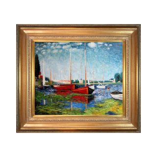 Red Boats at Argenteuil Framed Canvas Wall Art
