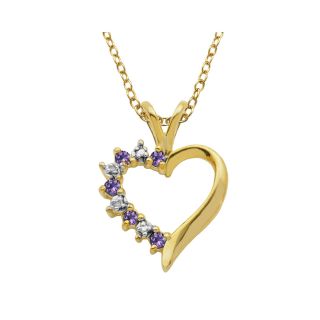 Bridge Jewelry Genuine Amethyst and Diamond Accent Heart Necklace