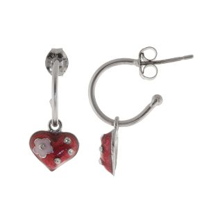 Bridge Jewelry Red Heart Charm Hoop Earrings