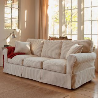 Friday Stripe 91 Slipcovered Sofa, Tan