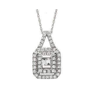 Closeout CT. T.W. Diamond Square Pendant, Wg (White Gold), Womens