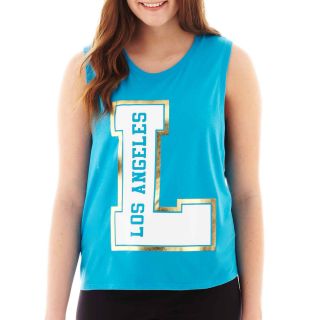 City Streets Graphic Muscle Tank Top   Plus, Blue, Womens