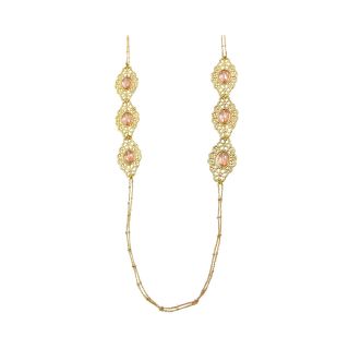 Rose Tone Filigree Chain Necklace, Gold/Pink